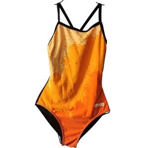 Arena Swimsuit Women Size Large Competitive Swim Orange And Black